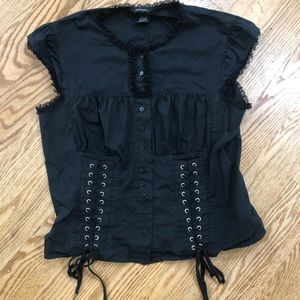 🔥 MODA INTERNATIONAL - L goth faiycore Y2K top